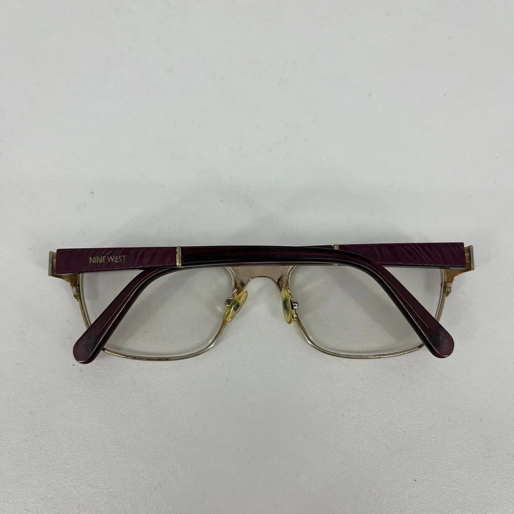 Nine West NW1072 Burgundy Gold Rectangular‎ Cat Eye Eyeglasses 52-17-135 602